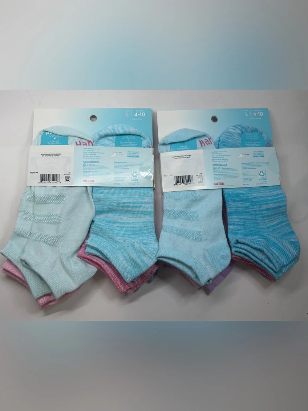 Hanes Pure Comfort No-Show Socks - Purple & Lavender (6 Pack) set of 2